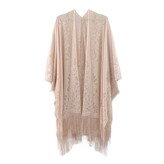 Flower Embroidered Sheer Kimono Cardigan