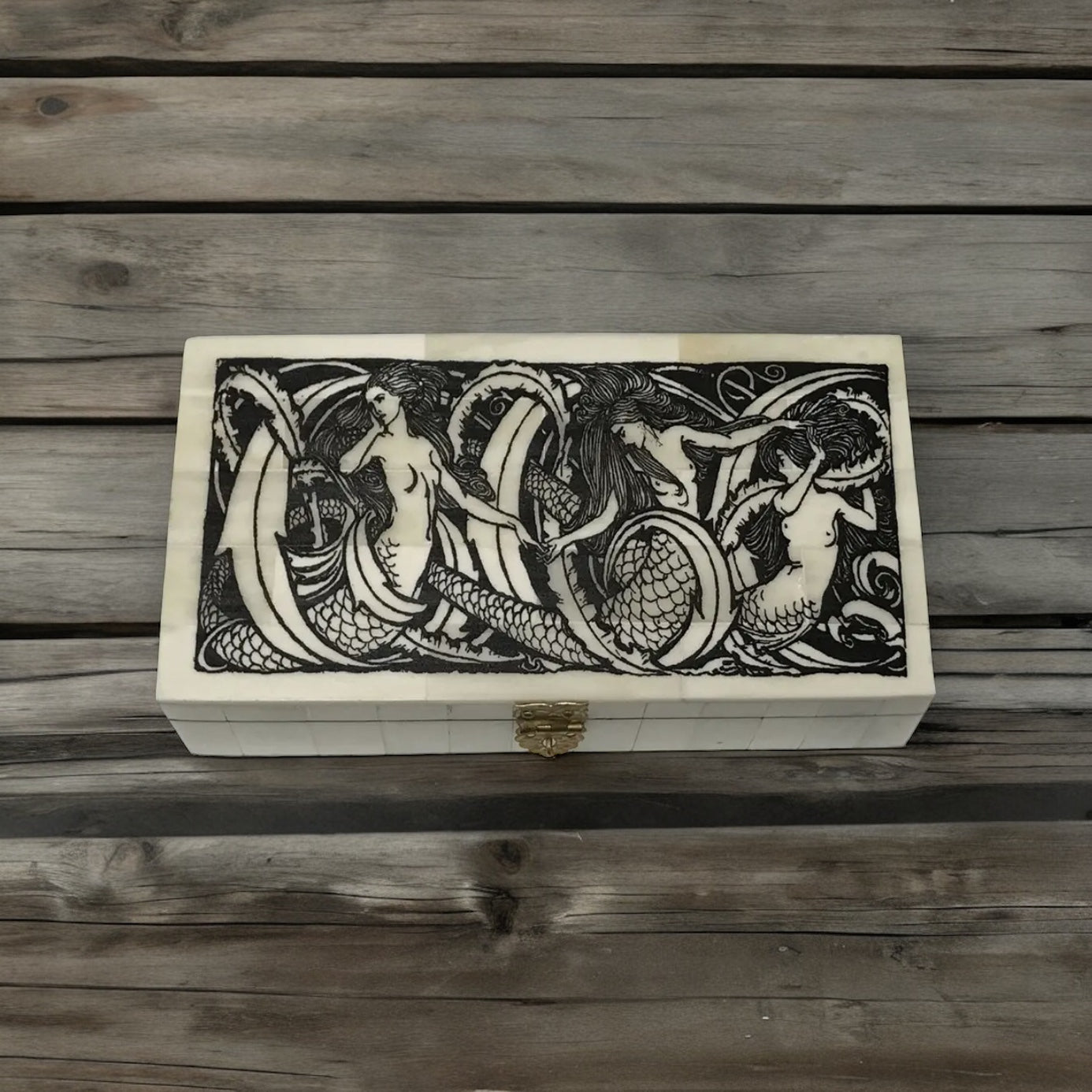 Mermaids Engraved Bone Box