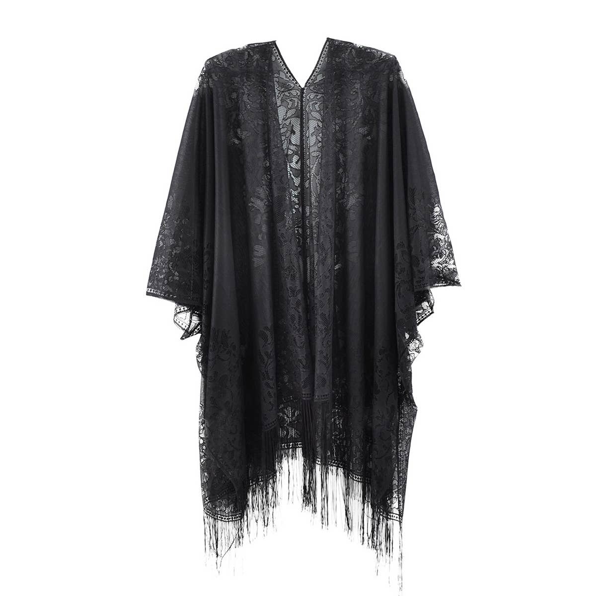 Flower Embroidered Sheer Kimono Cardigan