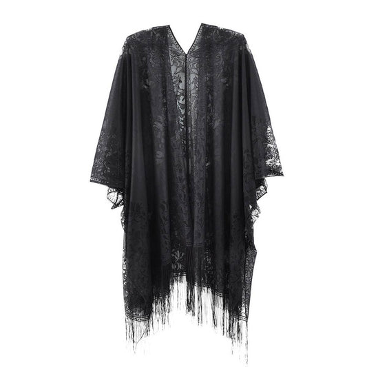 Flower Embroidered Sheer Kimono Cardigan