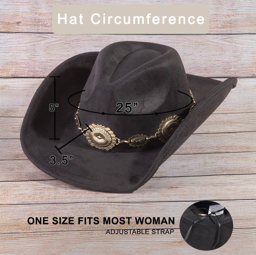 Western Concho Cowboy Hat - Gray Black