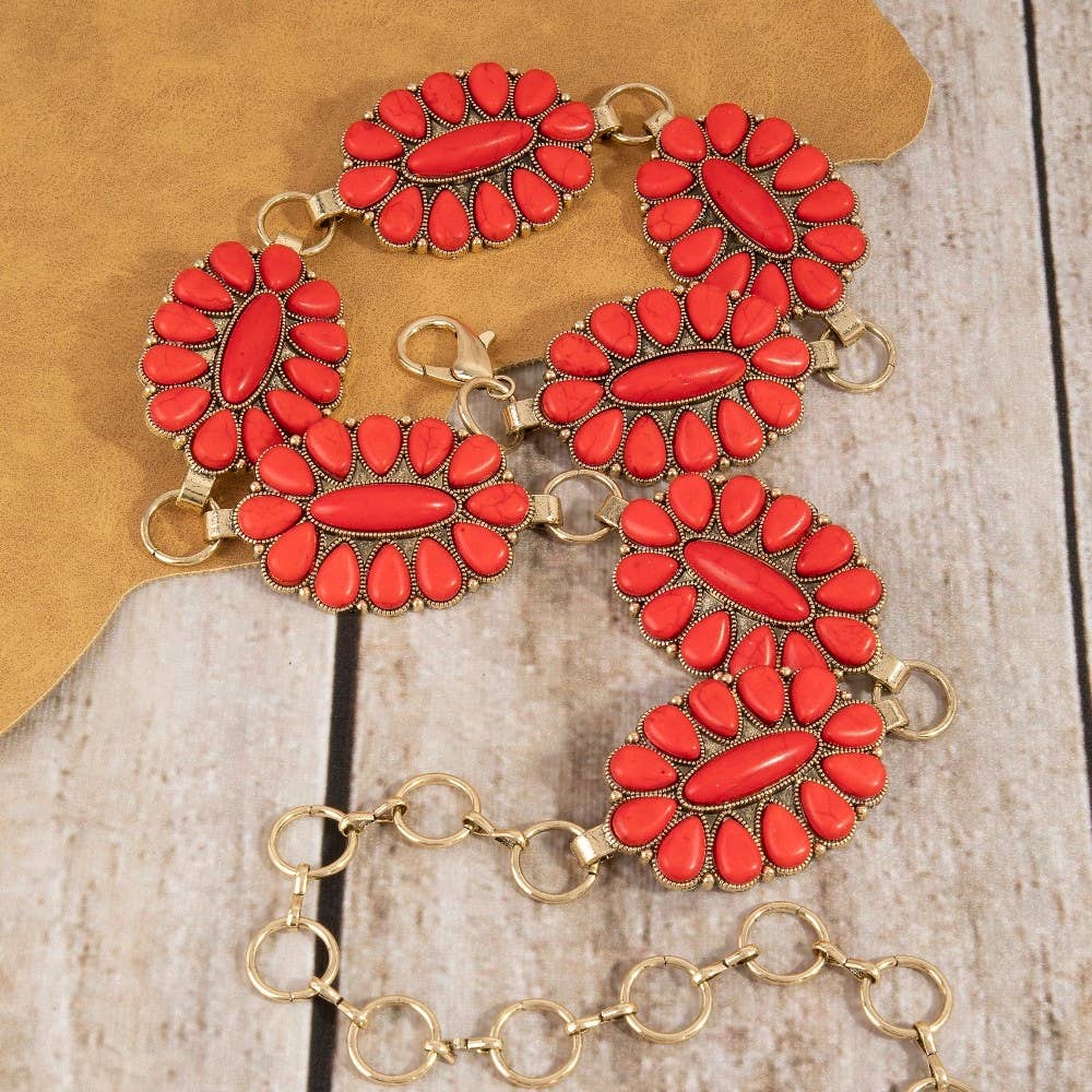 Western Assorted Color Concho Chain Belt