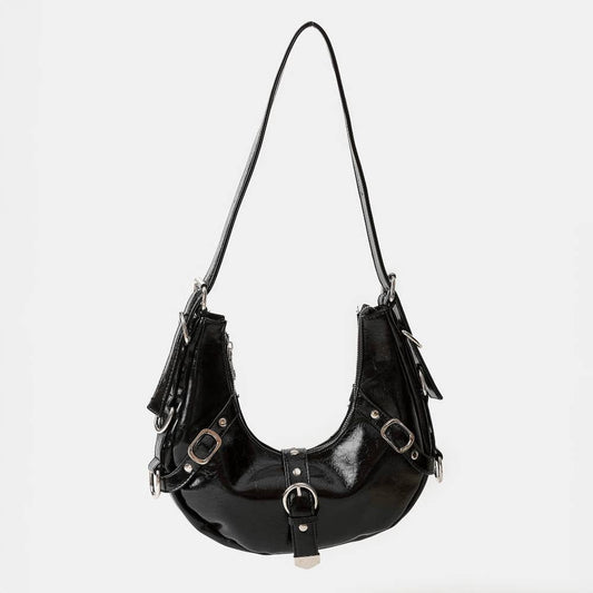 Multi Belt Strap Accent Shoulder Bag