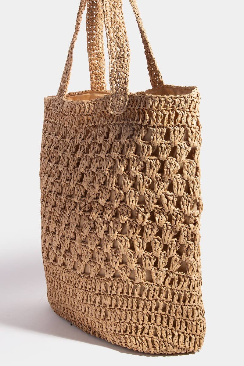 Long Braided Straw Tote Bag