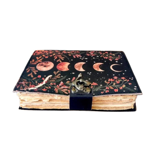 Handmade Leather Journal -Moon Phase