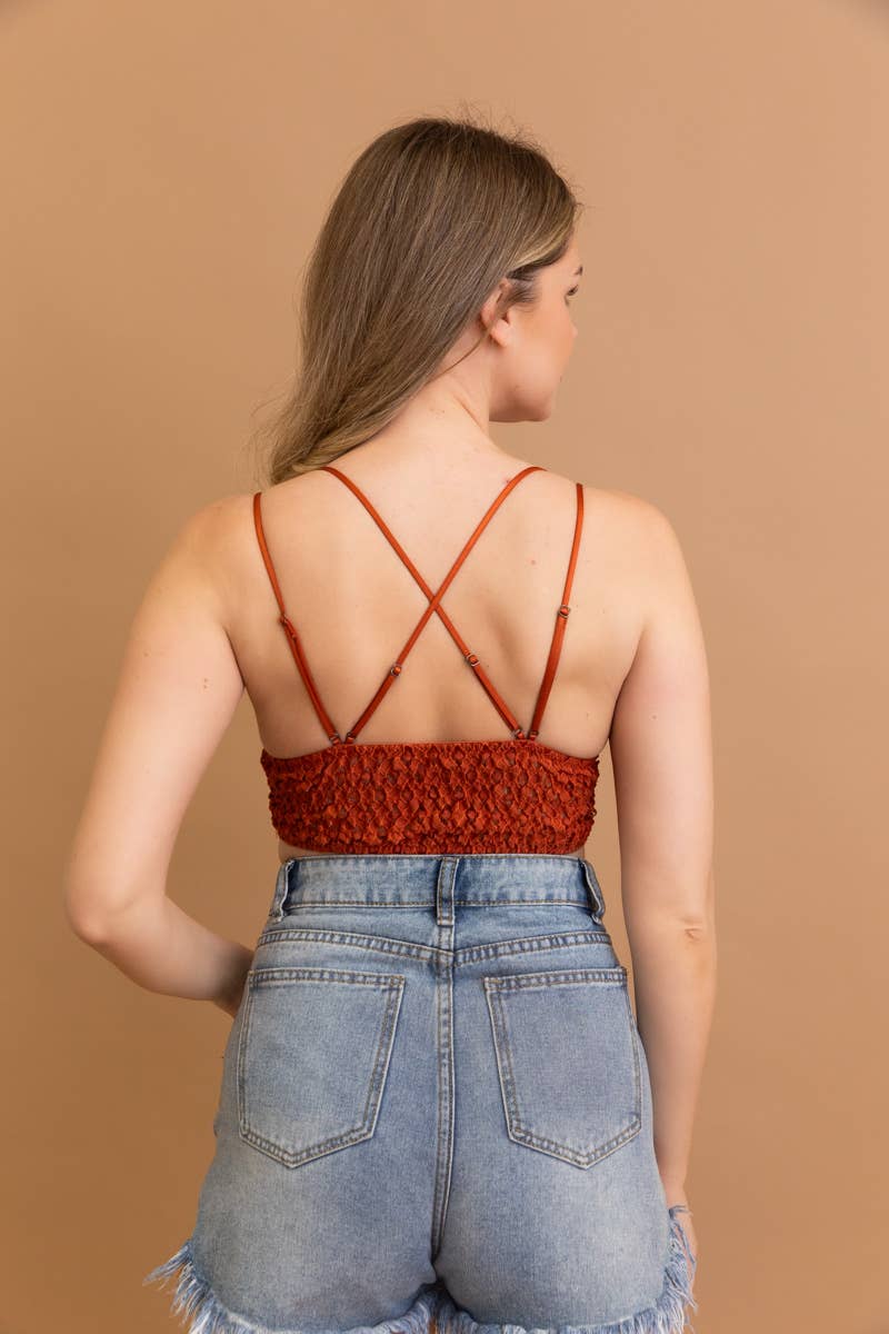 Lace Longline Bralette Padded Comfort & Floral Crochet Trim