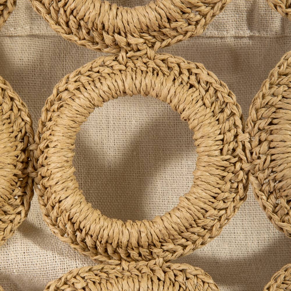 Straw Round Pattern Mesh Hand Bag