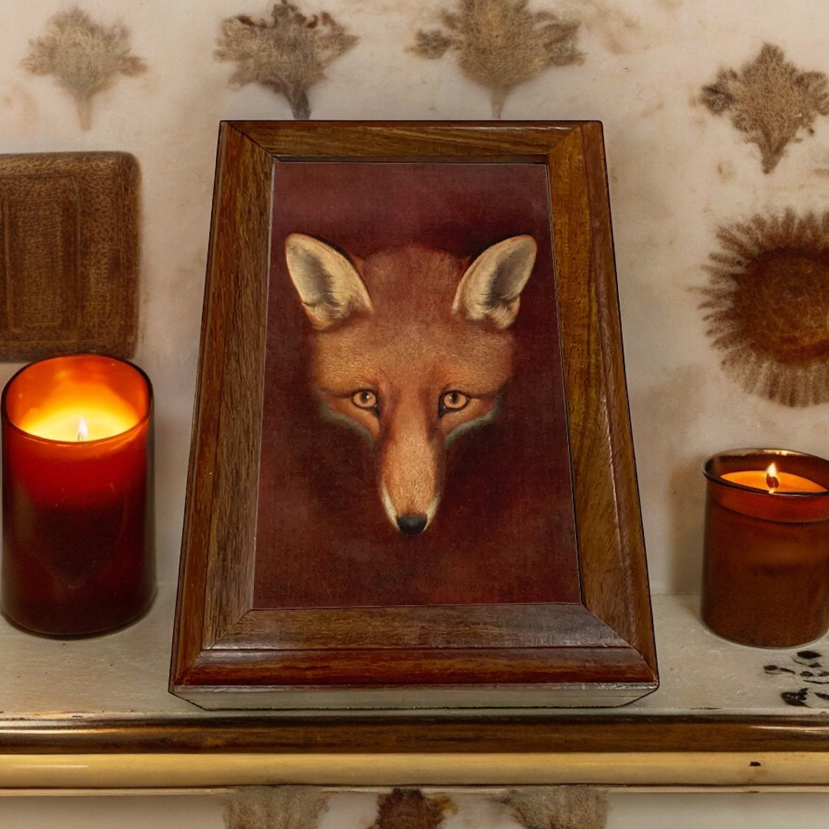 Fox Head Equestrian Print Wood Trinket/Jewelry Box