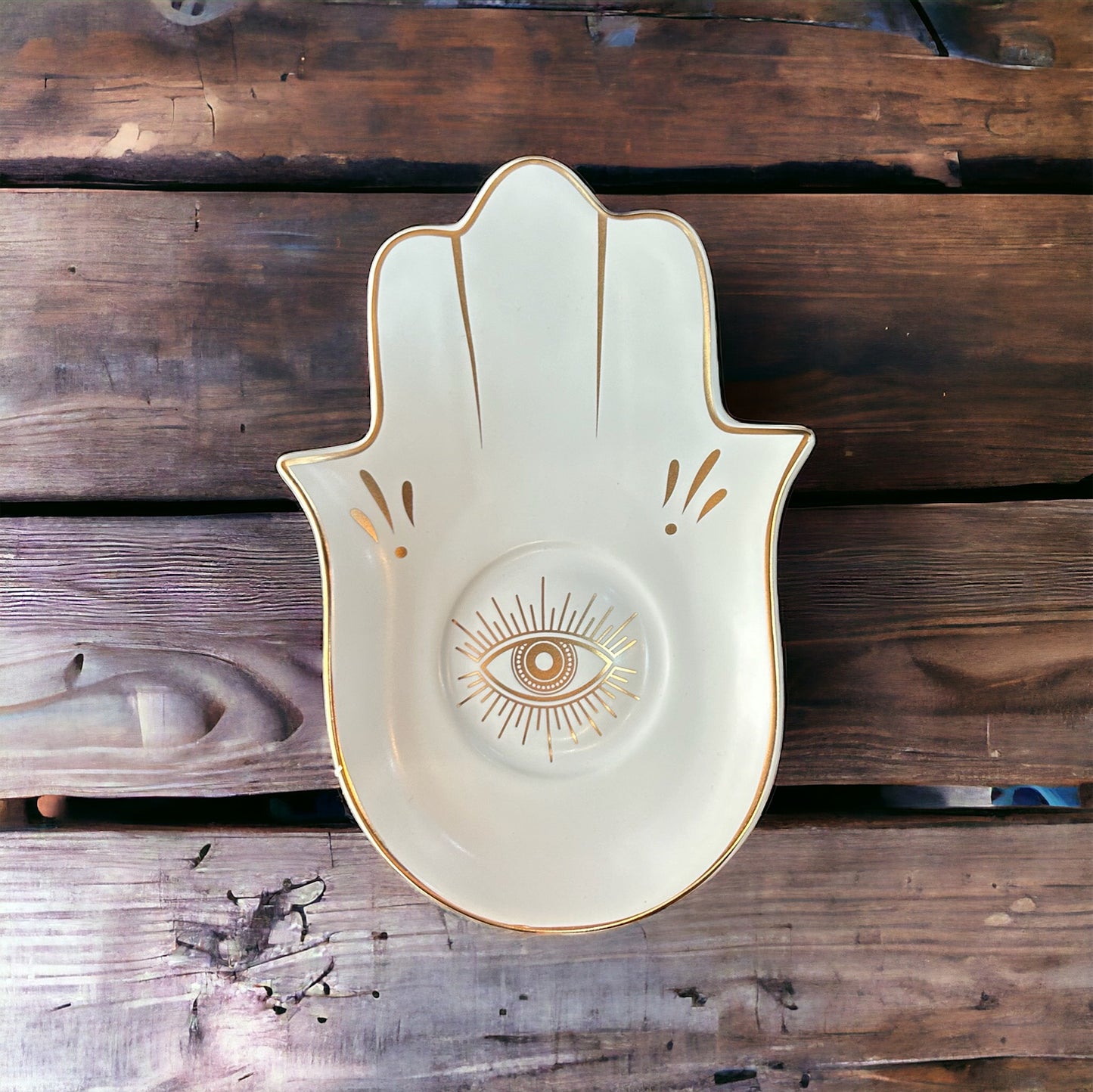 Ceramic Eye Hamsa Hand Dish Tray