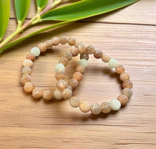 Peach Moonstone Crystal Bracelet
