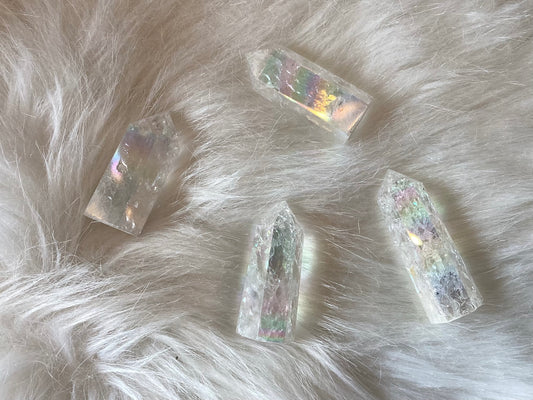 Aura Cracked Quartz Crystal Tower