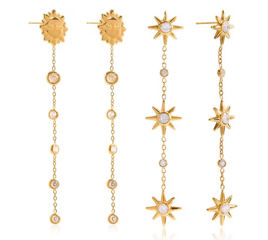 057 Various Sun Rhinestones Hanging Earring