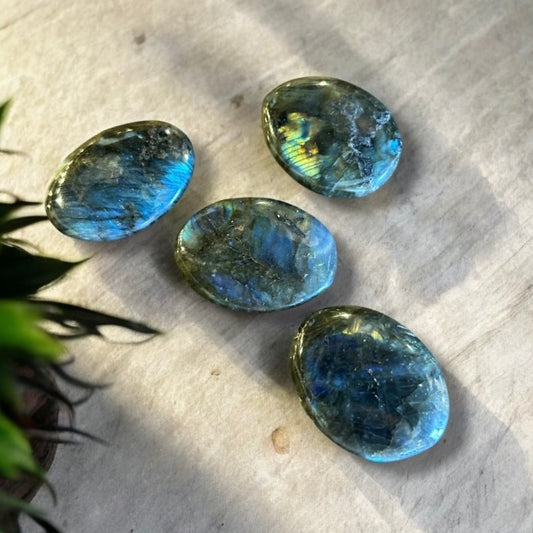 Labradorite Crystal Flat Palm Stone