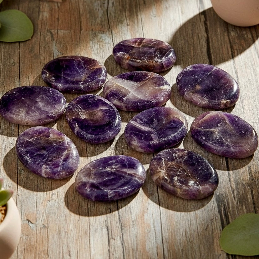 Amethyst Crystal Worry Palm Stone
