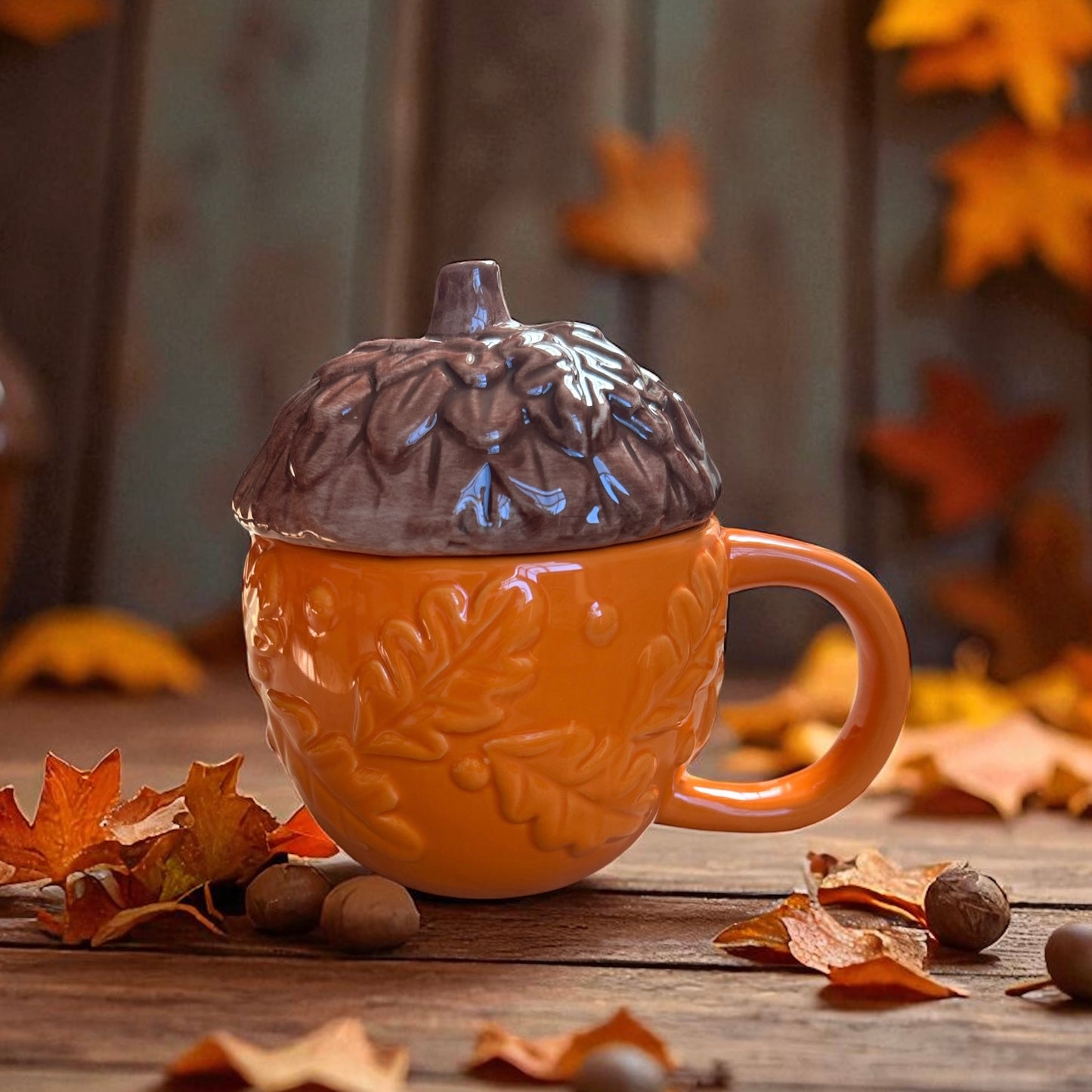 Harvest Acorn Mug Cup with Lid