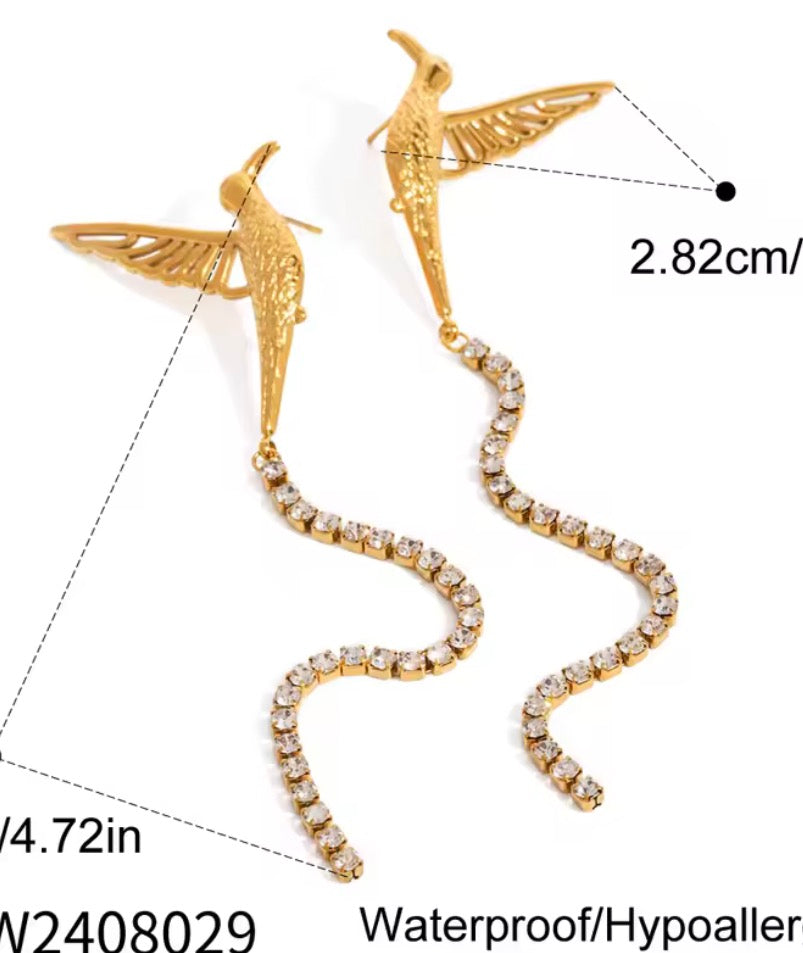 062 Bird Rhinestone earrings