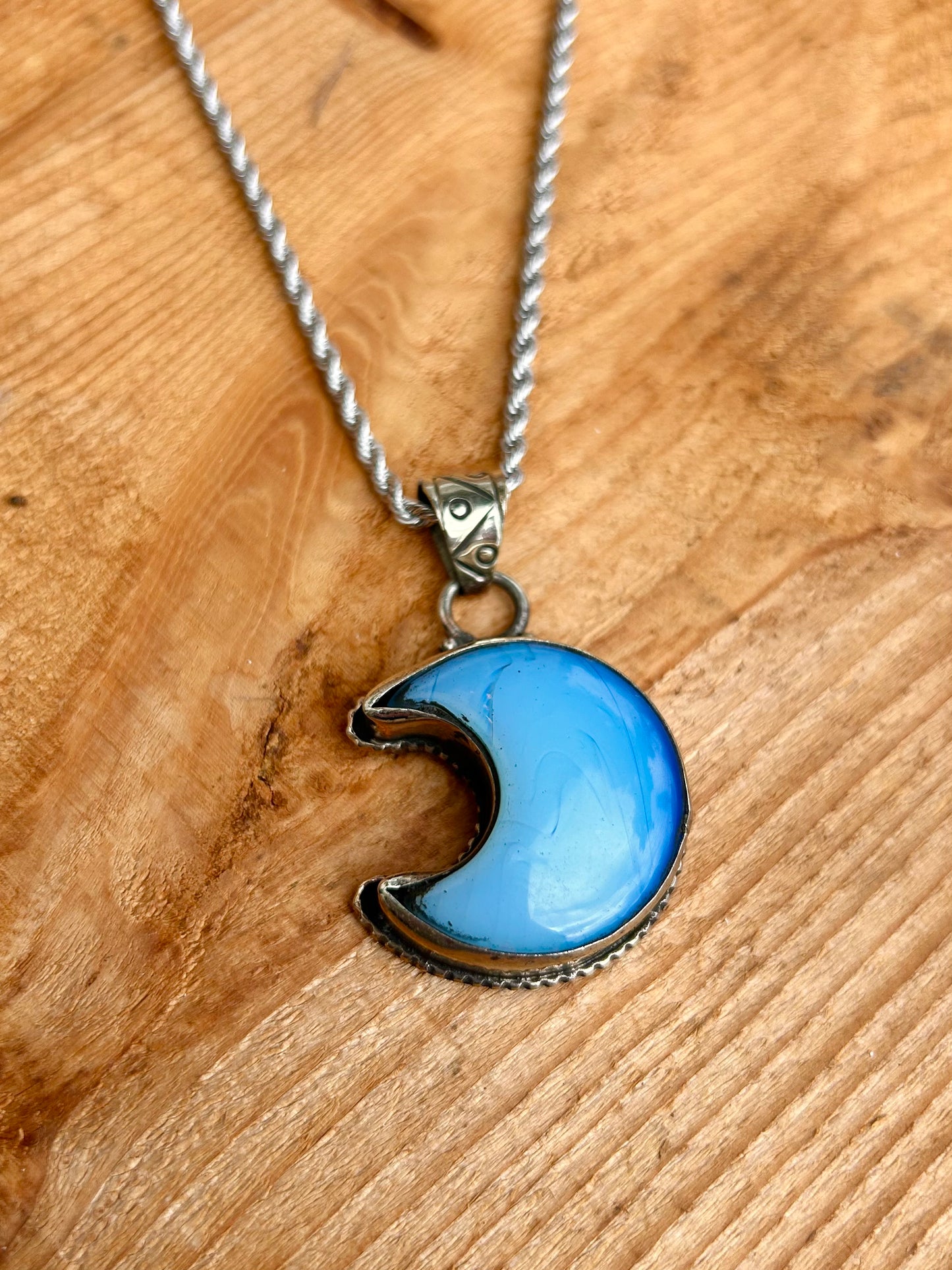 Tibetan Handmade Opaline Moon Necklace