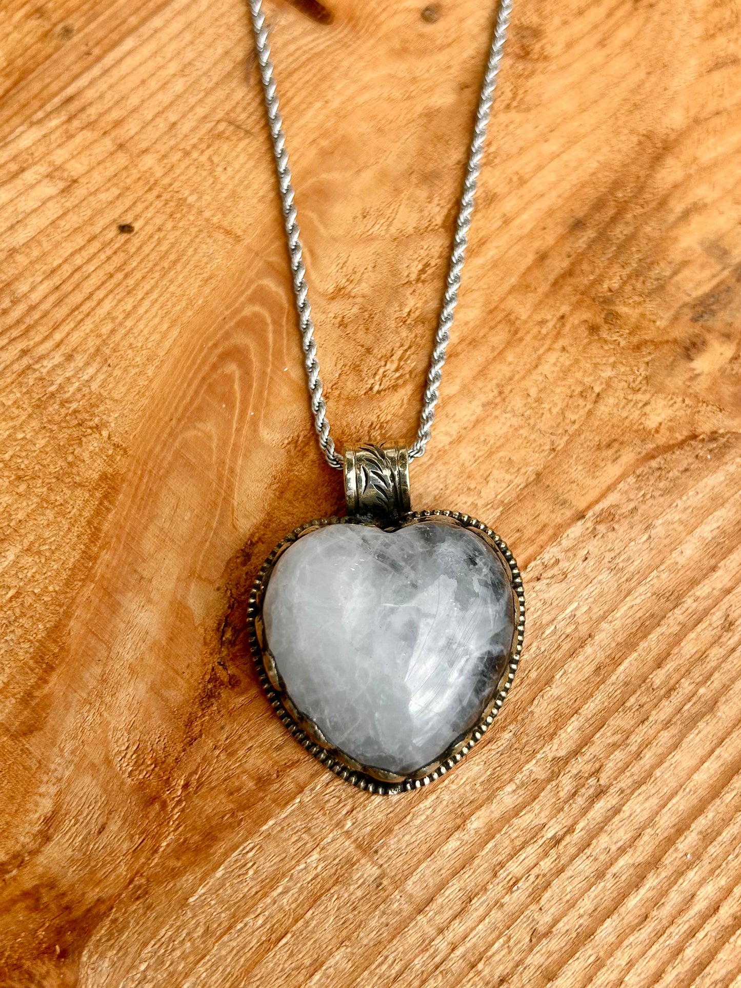 Tibetan Handmade Moonstone Heart Necklace