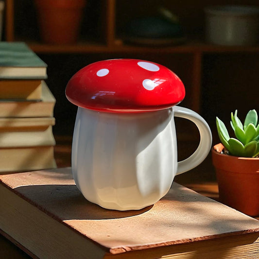 Red Wild Mushroom Ceramic Mug Cup
