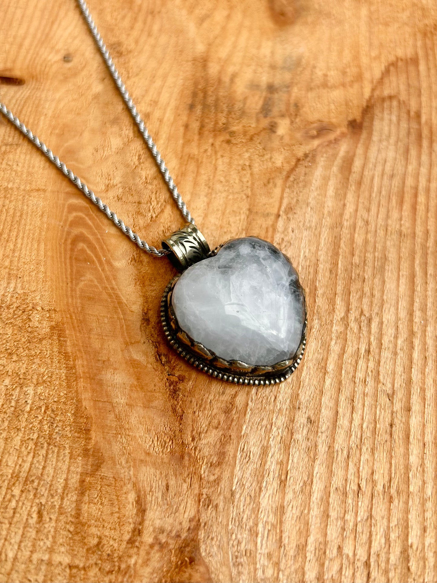 Tibetan Handmade Moonstone Heart Necklace