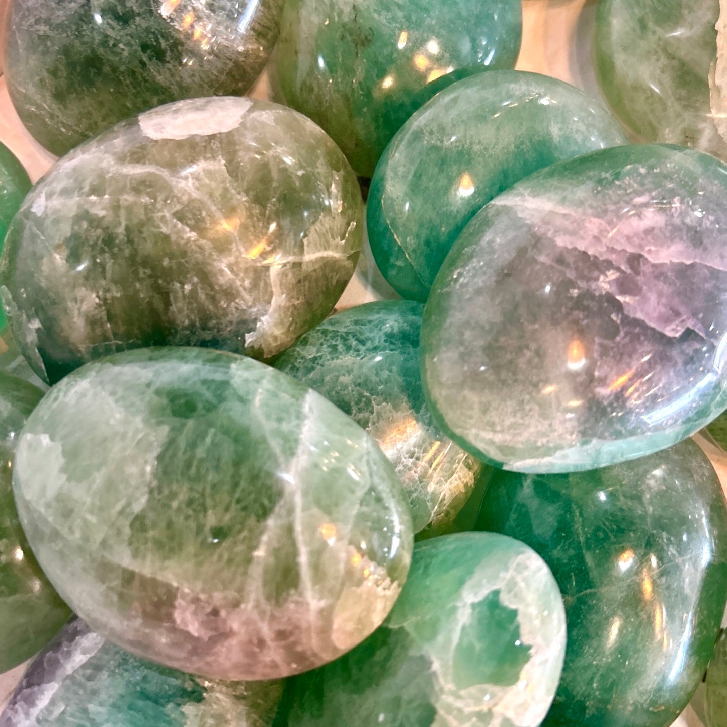 Fluorite Crystal Palm Stone