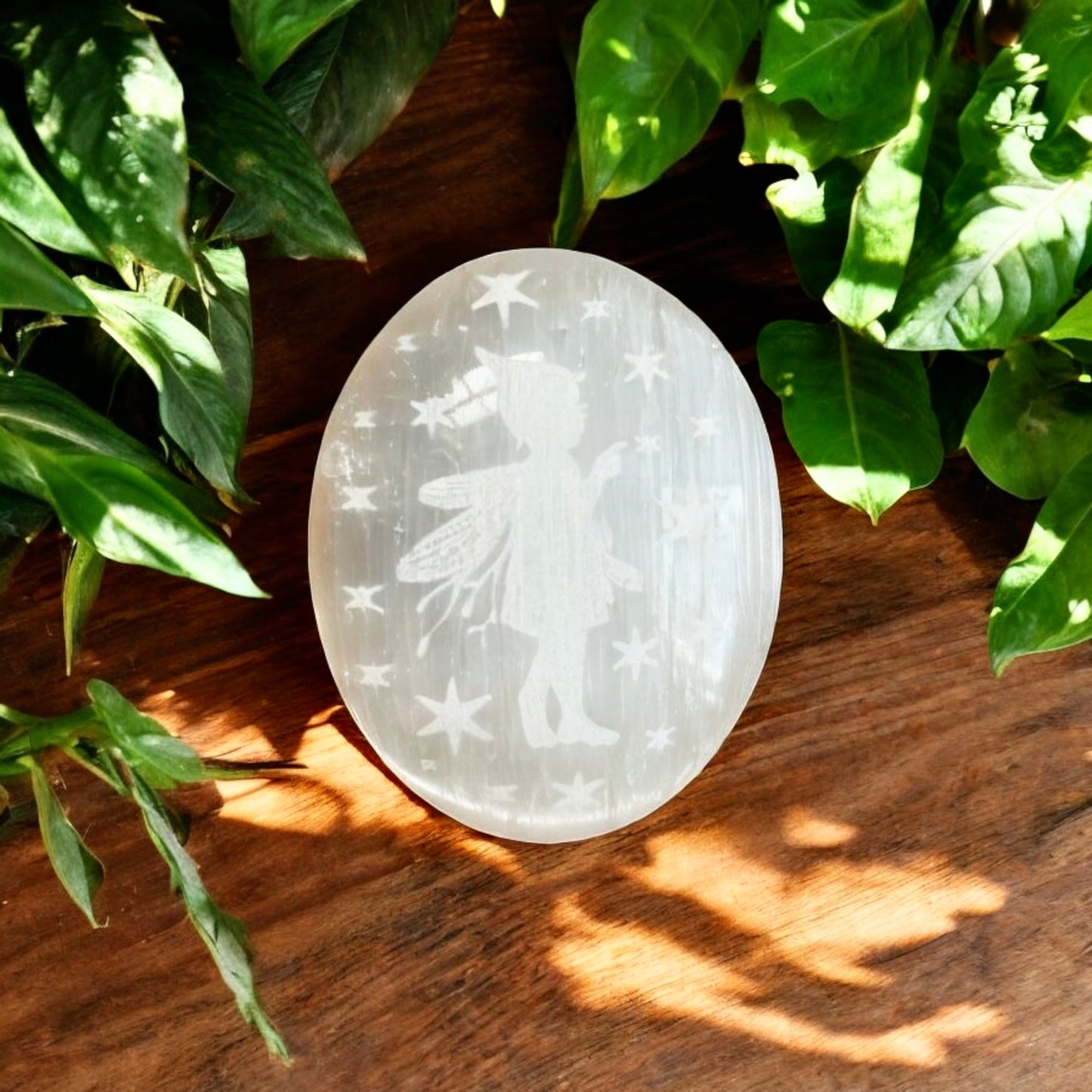 Selenite Fairy Crystal  Palm Stone