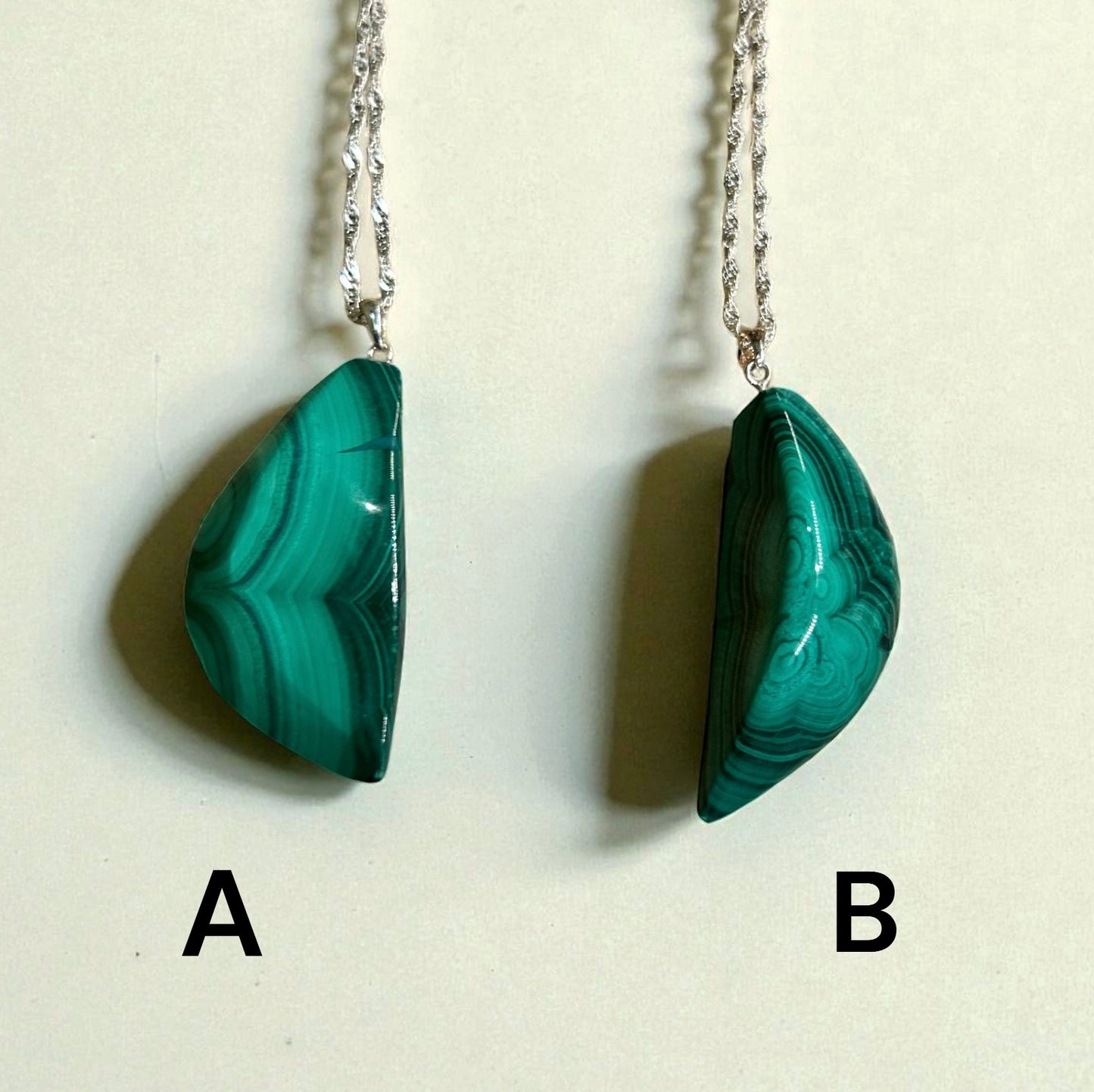 Sterling Silver Malachite Crystal Necklace