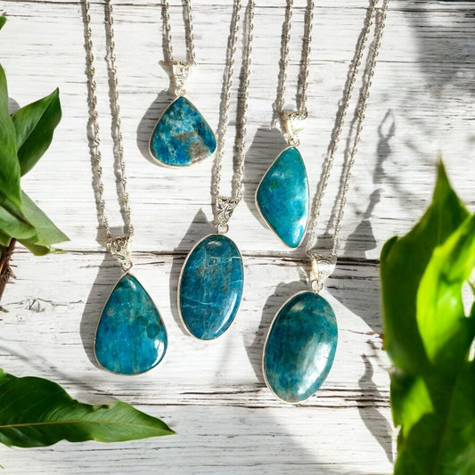 Sterling Silver Apatite Crystal Necklace