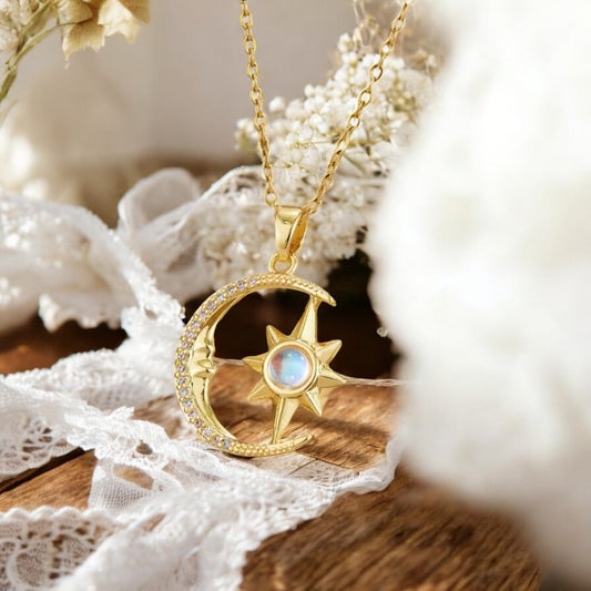070 Moon Star Stone Necklace