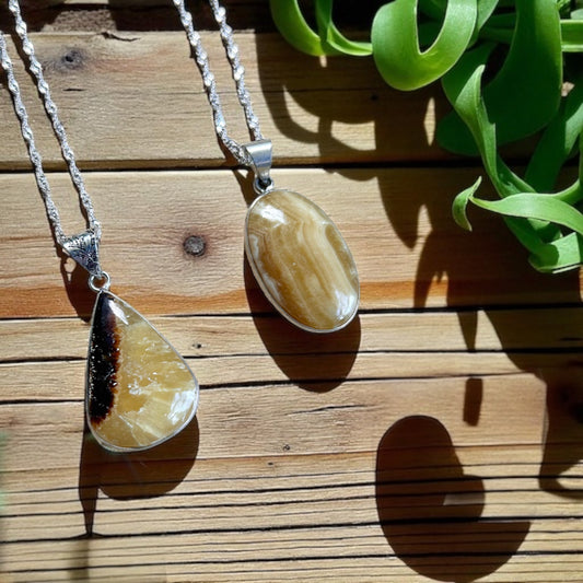 Sterling Silver Septarian Crystal Necklace