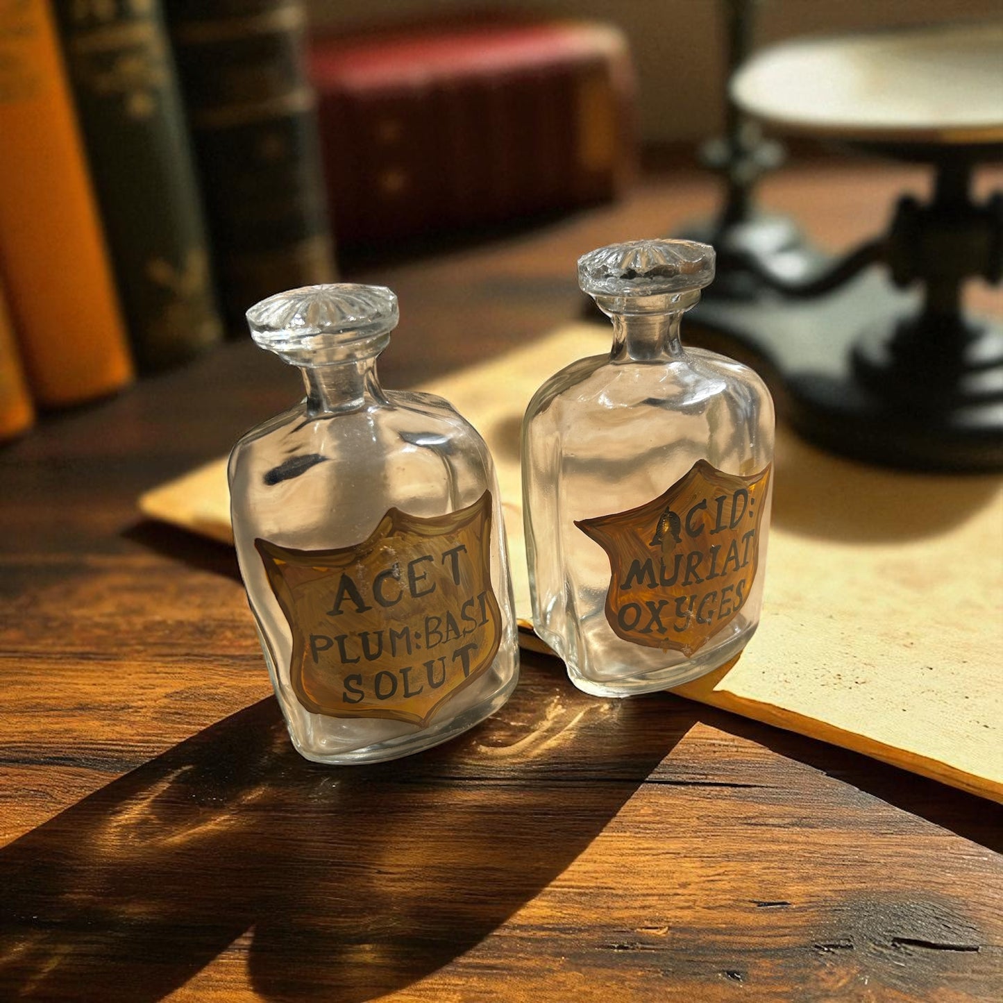 Painted Apothecary Glass Bottle