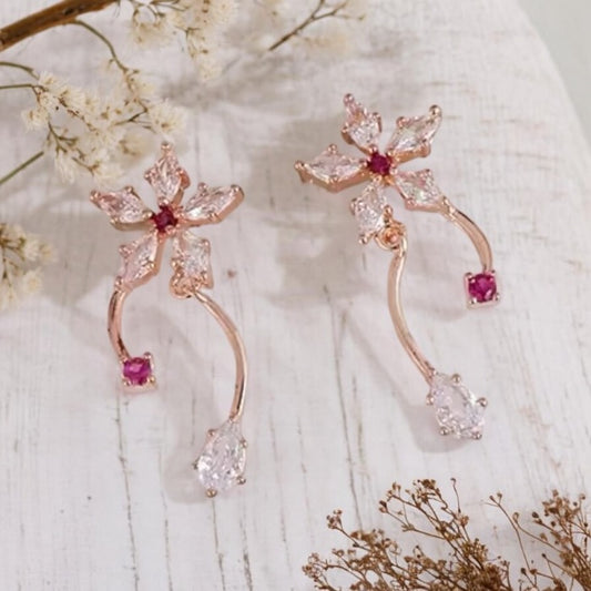 001 Sweet Pink Flower Earring