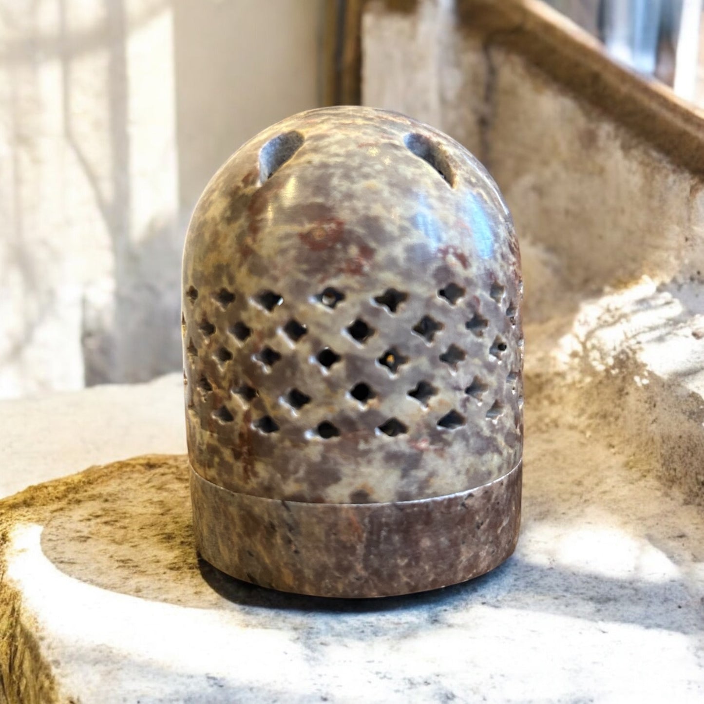 Natural Stone Incense / Charcoal Burner with Lid