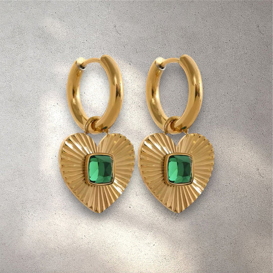 104 Heart Green Gem Earring