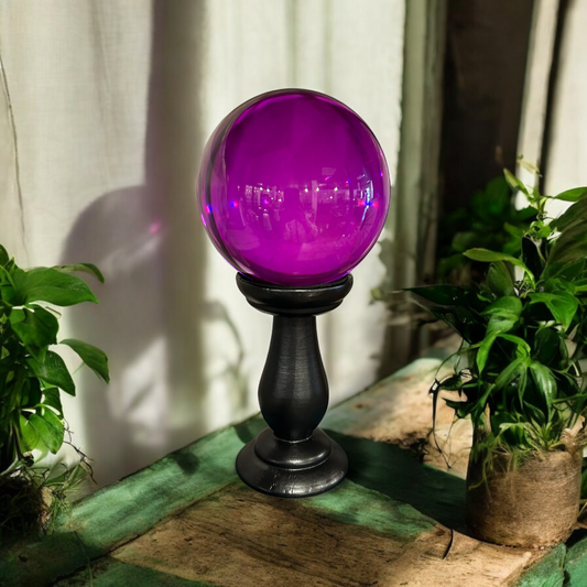 Small Purple Crystal Ball On Stand