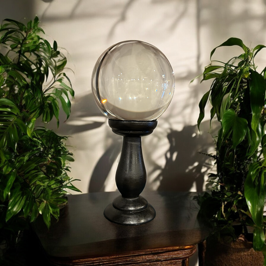 Small Clear Crystal Ball on Stand