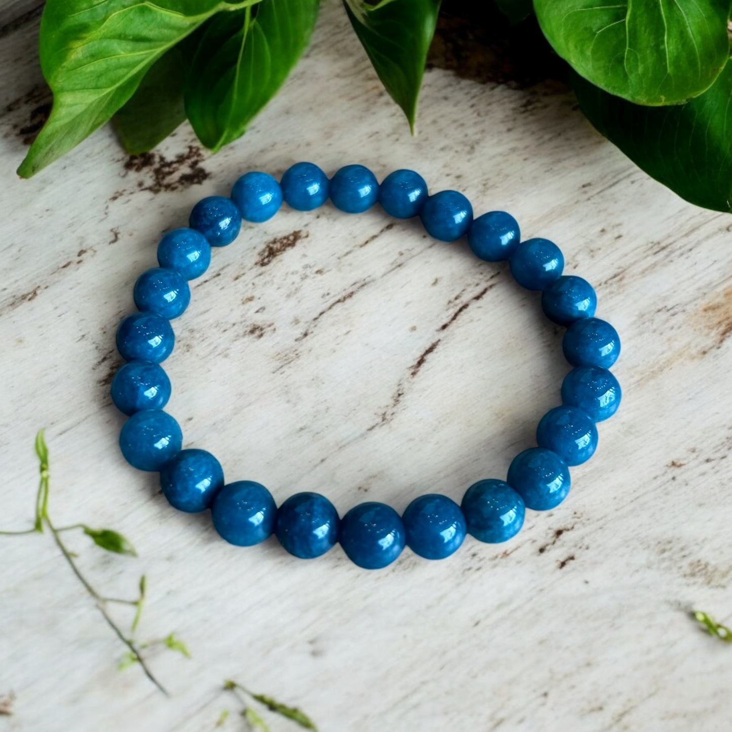 Blue Apatite Crystal Beaded Bracelet