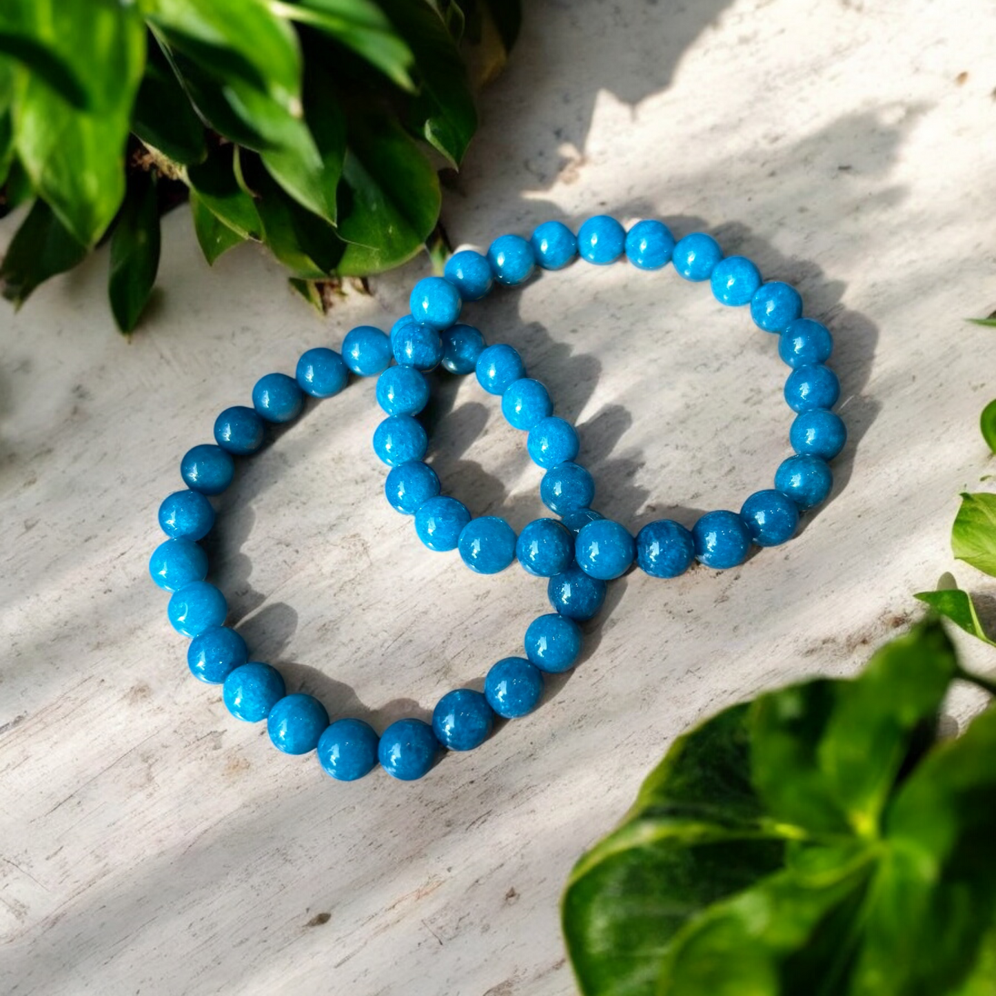 Blue Apatite Crystal Beaded Bracelet