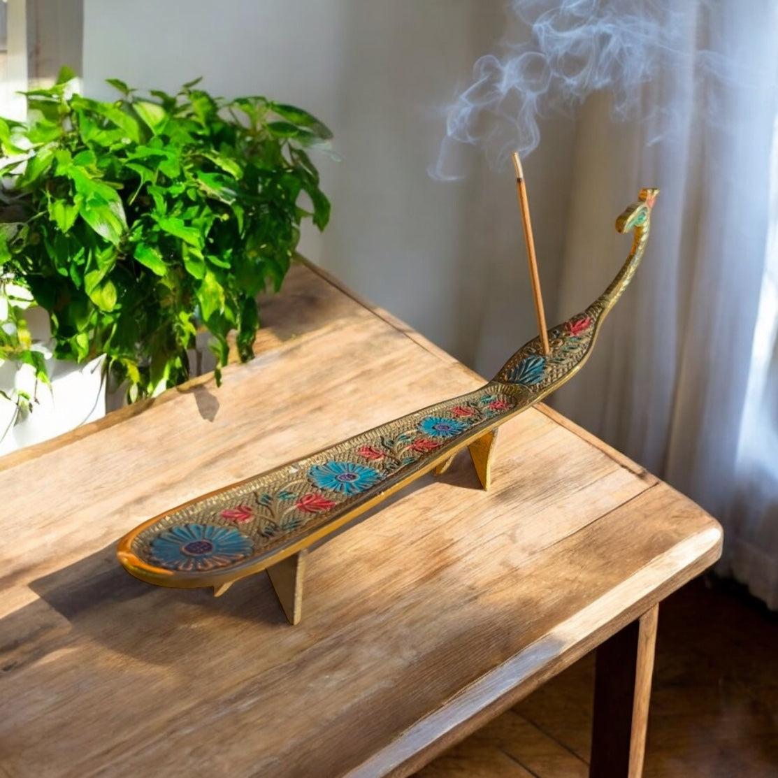 Peacock Brass Incense Burner