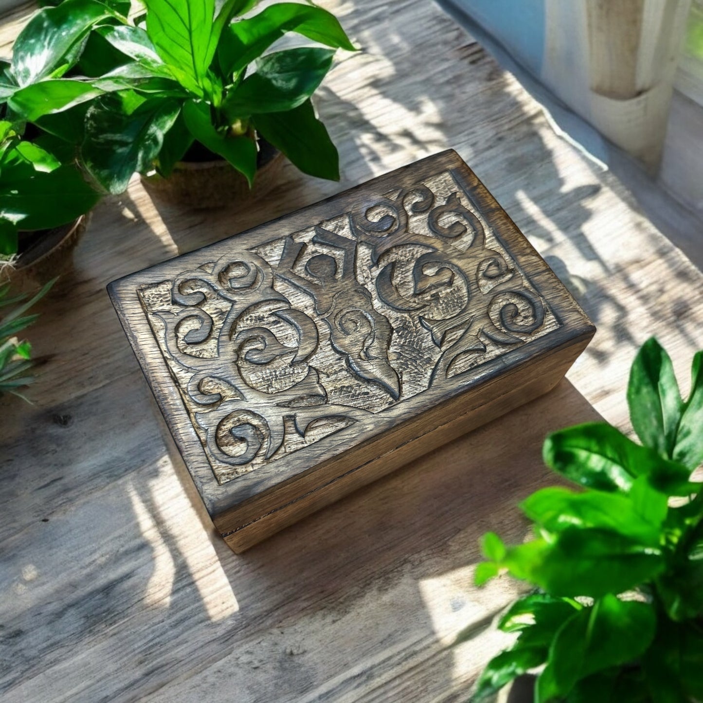 Earth Goddess Carved Wooden Jewelry Box