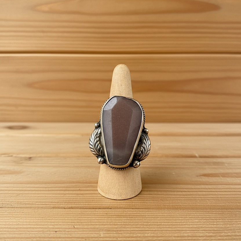 Sunstone Crystal Coffin Statement Ring