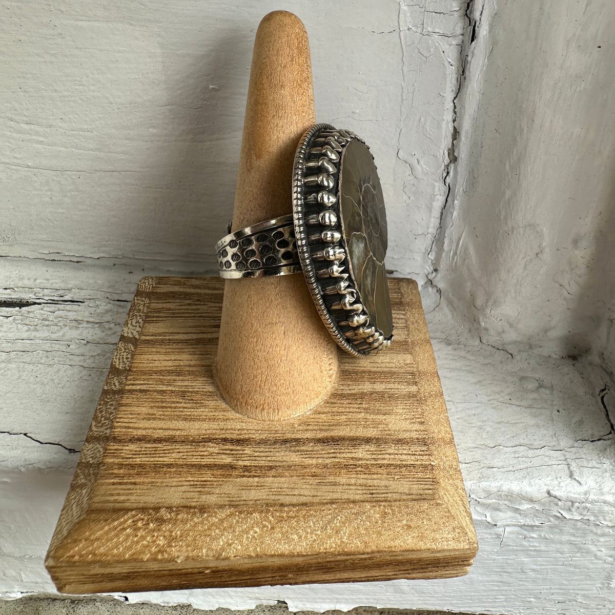 Handmade Ammonite Fossil Statement Ring