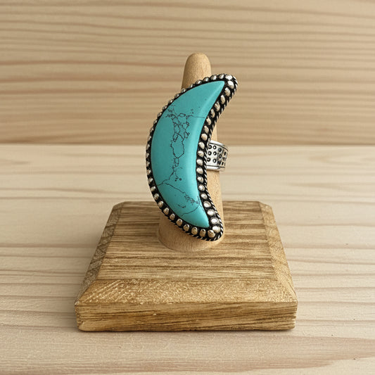 Turquoise Crystal Moon Statement Ring