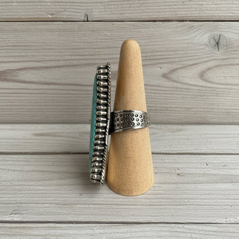 Turquoise Crystal Moon Statement Ring