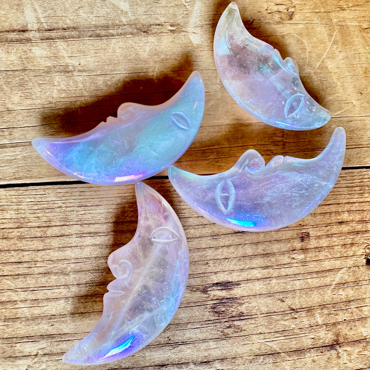 Aura Rose Quartz Moon Face Crystal