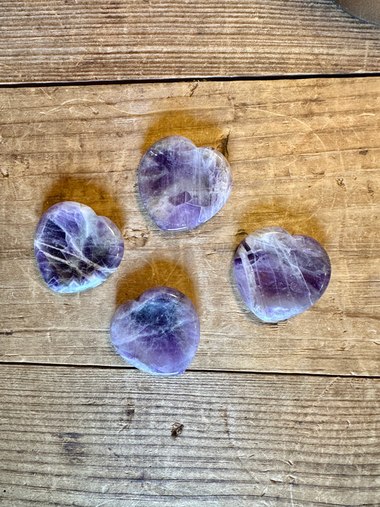 Amethyst Heart Thumb Palm Stone Crystal