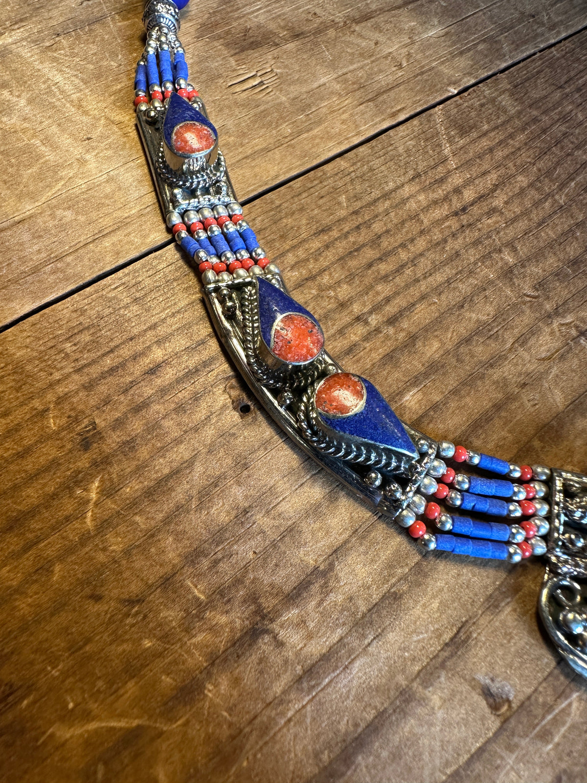 047 Tibetan Lapis Lazuli Coral Necklace