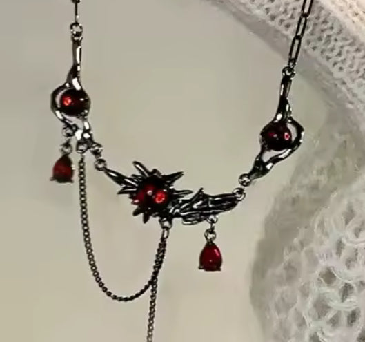 099 Goth Red Stone Necklace