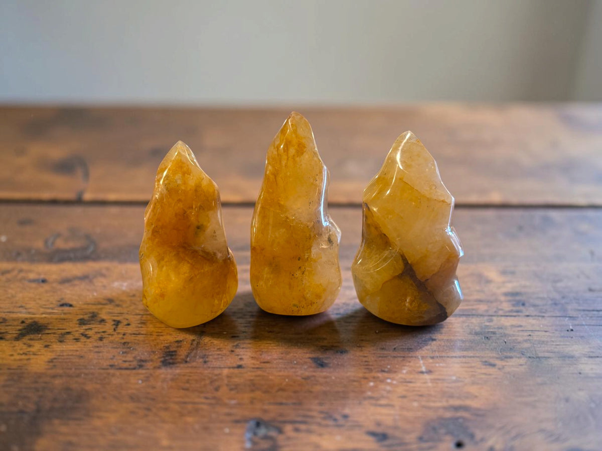Yellow Hematoid Crystal Twist Tower