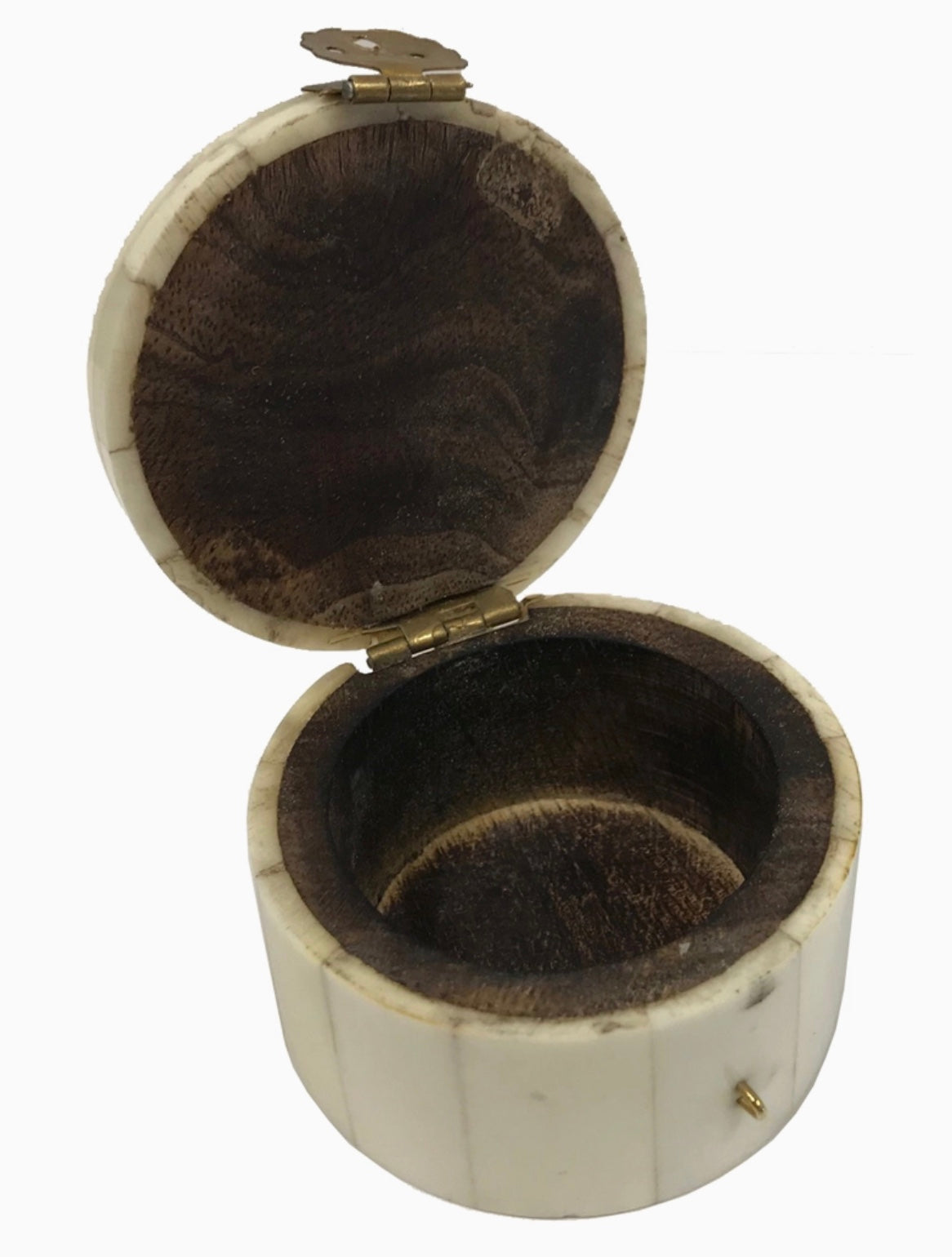 Engraved Round Bone Ring Box with Floral Design